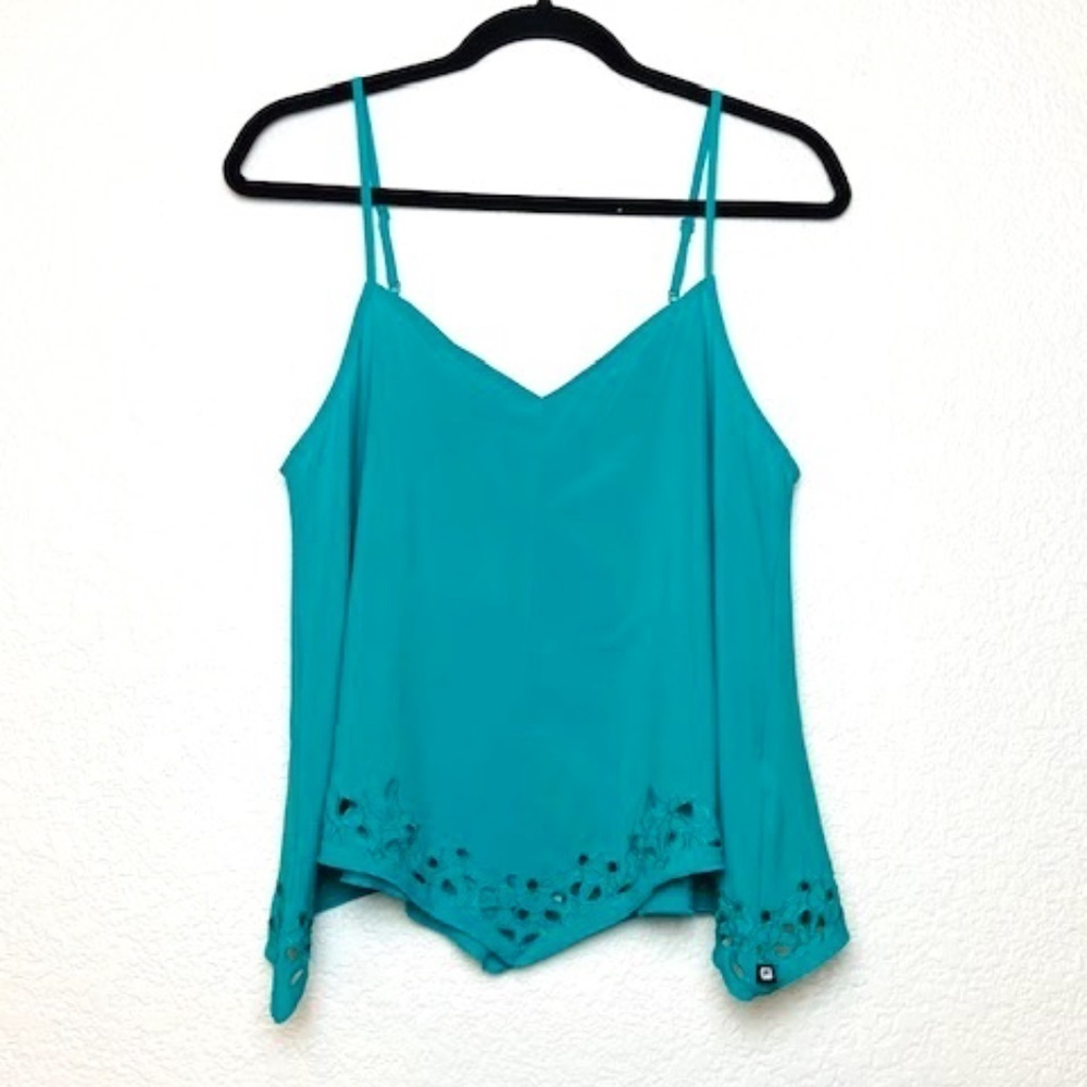 FABLETICS Teal Green Crop Tank Top Cut Out Design